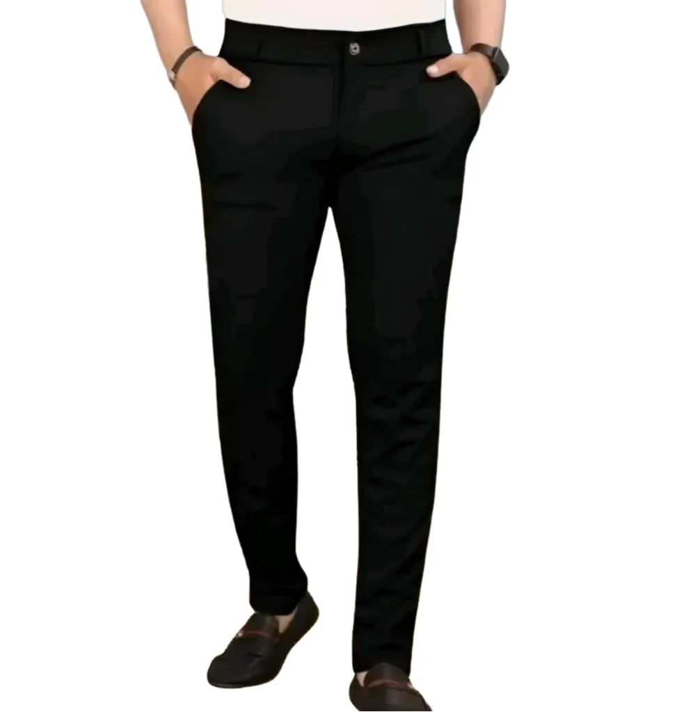 Men’s Solid Black Slim Fit Formal Trousers