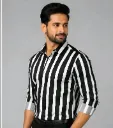 Men’s Black & White Vertical Striped Full-Sleeve Shirt