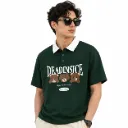 Men’s Dark Green Printed Polo T-Shirt