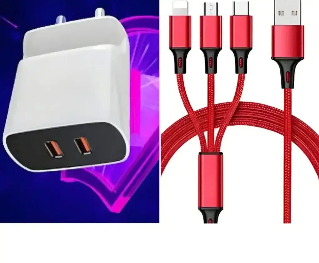 DUAL Fast Charger 3.1 cable, Mico, Types-c , i-phone