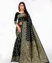 Regal Midnight Black Saree with Matching Blouse