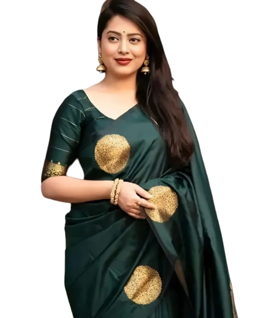 Luminous Gold-Motif Woven Saree with Zari Pallu