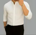 The Minimalist Band Collar White Shirt