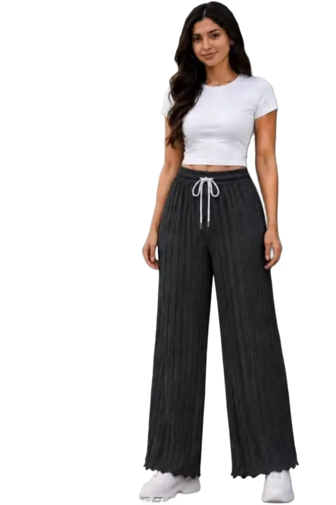 Textured Wide-Leg Lounge Pant