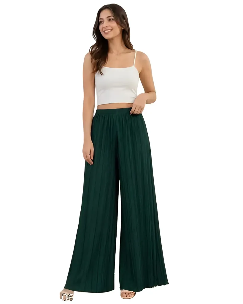 The Forest Green Pleated Palazzo