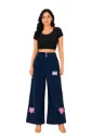Playful Heart-Accent Wide-Leg Pant