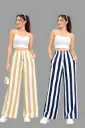 Bold Vertical Stripe Wide-Leg Palazzo