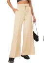 Beige Pintuck Wide-Leg Palazzo