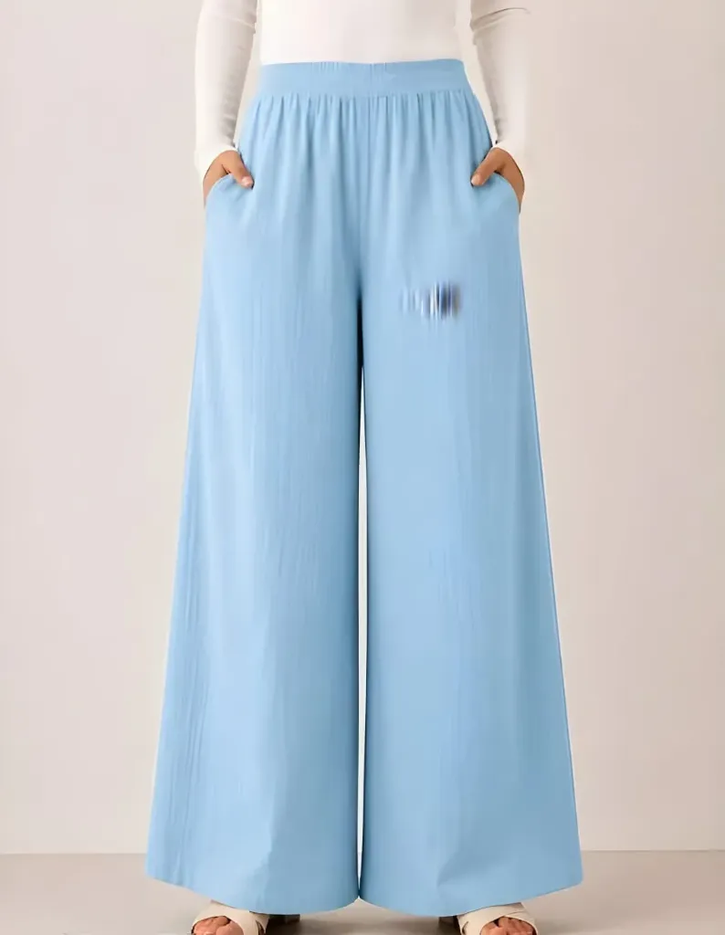 Textured Essential Wide-Leg Palazzo
