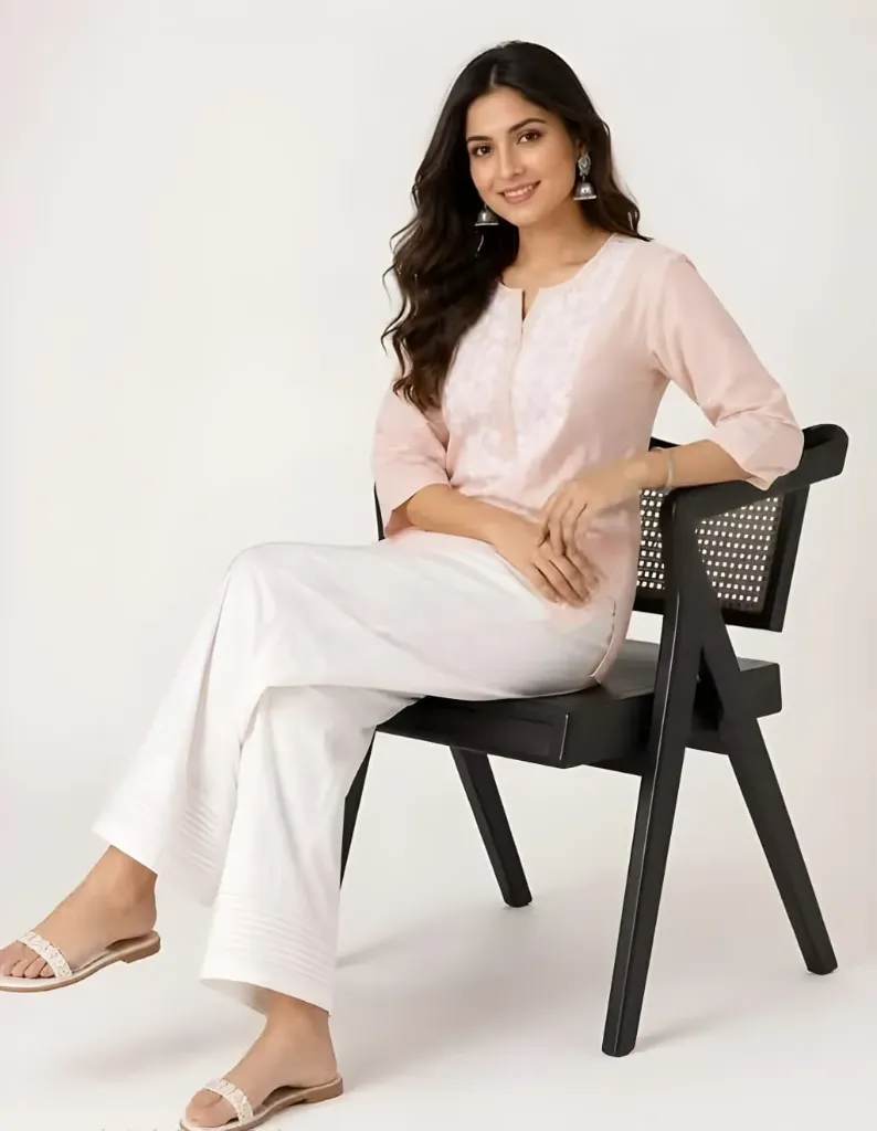 Crisp White Pintuck-Hem Palazzo
