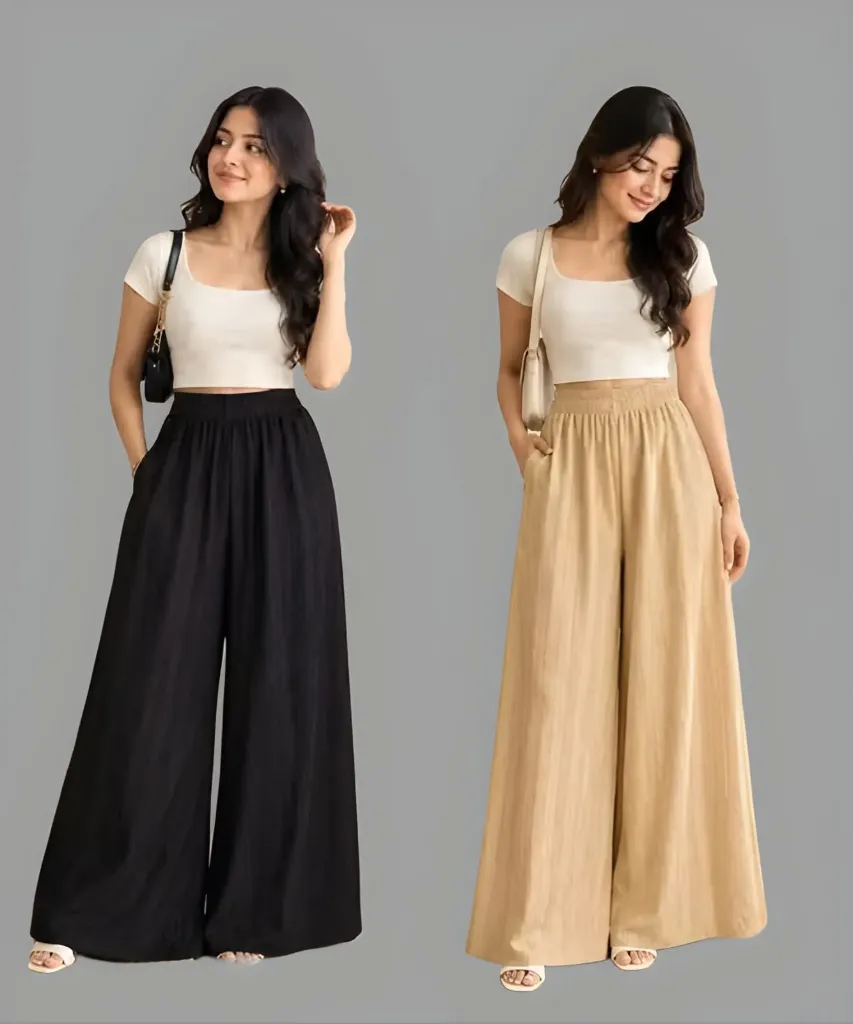 Essential Textured Wide-Leg Palazzo