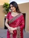 Women's Traditional Embroidered Organza Saree 