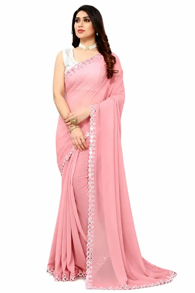 NEW FENCY GEORGETTE CUT WORK SAREE