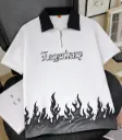 Legendary Flame Print Half-Zip Polo T-Shirt