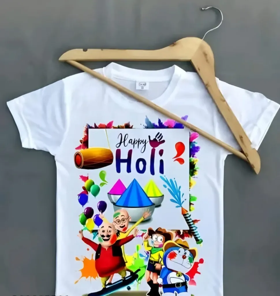 Happy Holi Printed White T-Shirt
