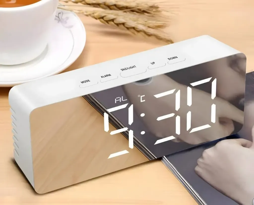 LED Mirror Digital Alarm Clock with Temperature Display