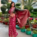 Elegant Red Floral Printed Saree with Rich Border