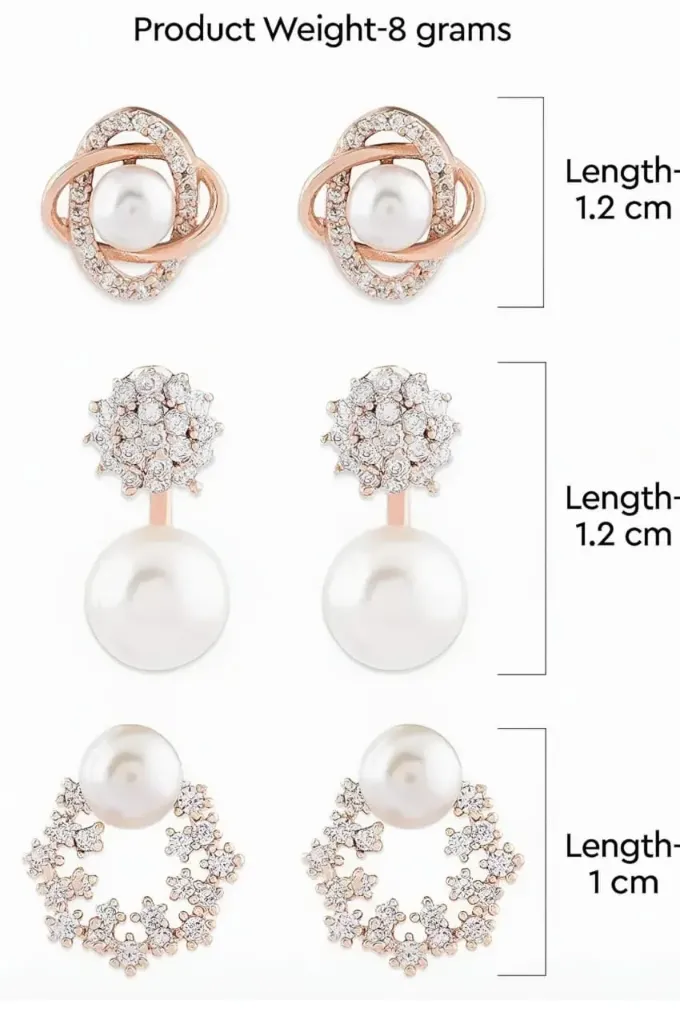 Elegant Pearl & Crystal Earrings Set