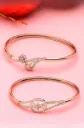 Rose Gold Teardrop & Floral Crystal Openable Bangle