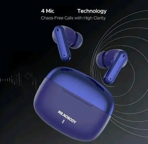 MR.NOBODY 50Hrs Playtime Bluetooth Wireless Earbuds with 4 Mic